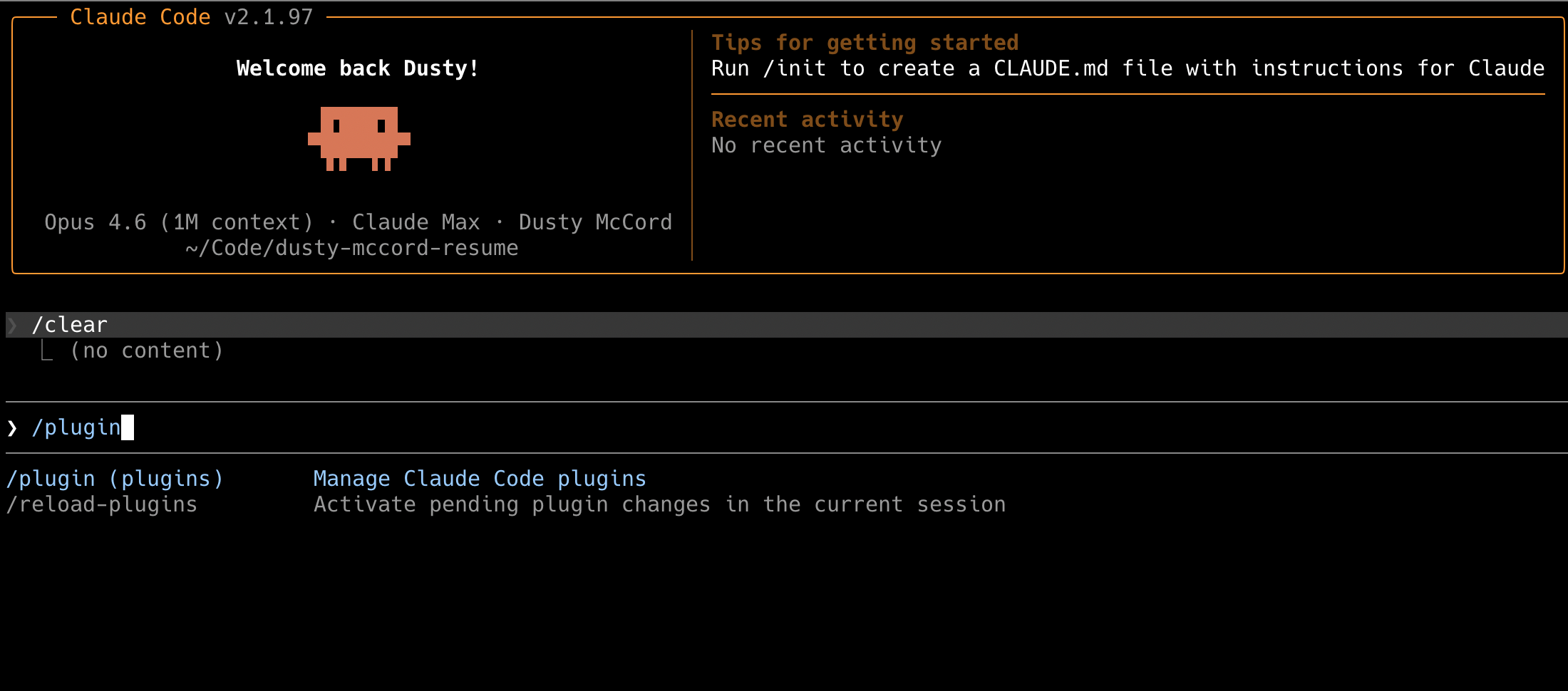 Running /plugin in Claude Code